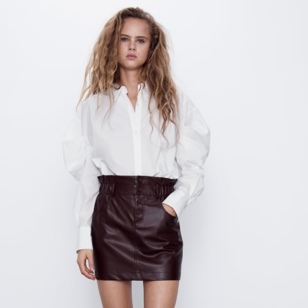 Zara faux leather mini skirt new